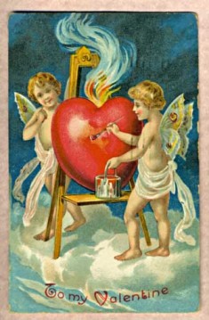 Scan of a Valentine greeting card dated 1909. 