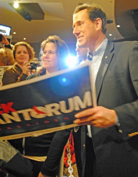 Rick Santorum speaks at a Spokane church 