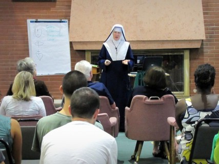 Sister Mary Eucharista leads a Mass Retreat at Immaculate Heart Retreat Center. 