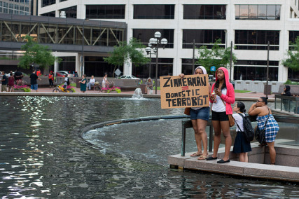 Protestors at the Minneapolis rally in response to the George Zimmerman verdict in July, 2013 