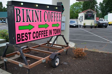 A bikini barista coffee kiosk in Hillsboro, Ore. 