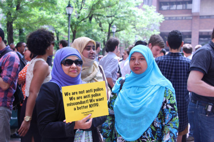 Muslims demonstrating against NYPD surveillance 
