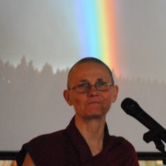 Ven. Thubten Chonyi speaks at the Interfaith Pride Service/Tracy Simmons - SpokaneFAVS